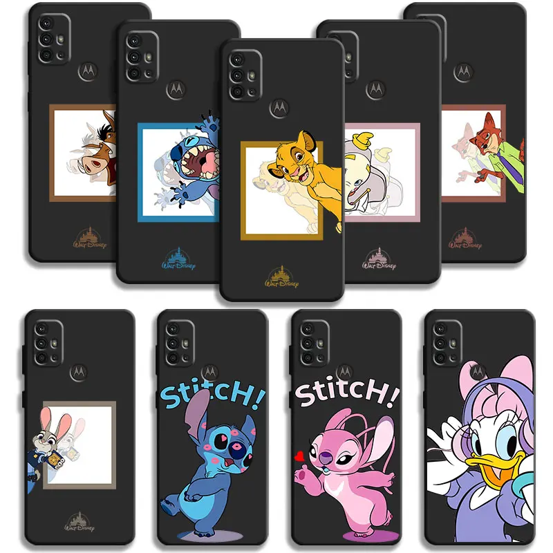 Phone Case For Motorola Edge 40 30 20 Lite G72 G71 G60 G53 G52 G50 G51 G31 G30 G9 One Fusion Plus Disney Lion King Stitch Mickey