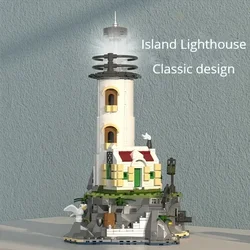 1092PCS Electric Lighthouse Building Blocks Seaside Hut Glowing Lighthouse Assembly Bricks Desktop Decoraiton Toys Gift For Kids