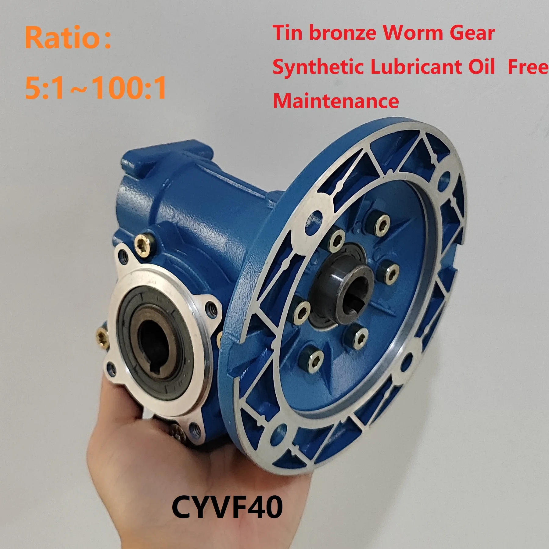 

CHENYUE High Torque CNC Worm Gearbox NMVF 40 CYVF 40 Input 14/11mm Output 18mm Ratio 5:1/100:1 Tin Bronze Free Maintenance