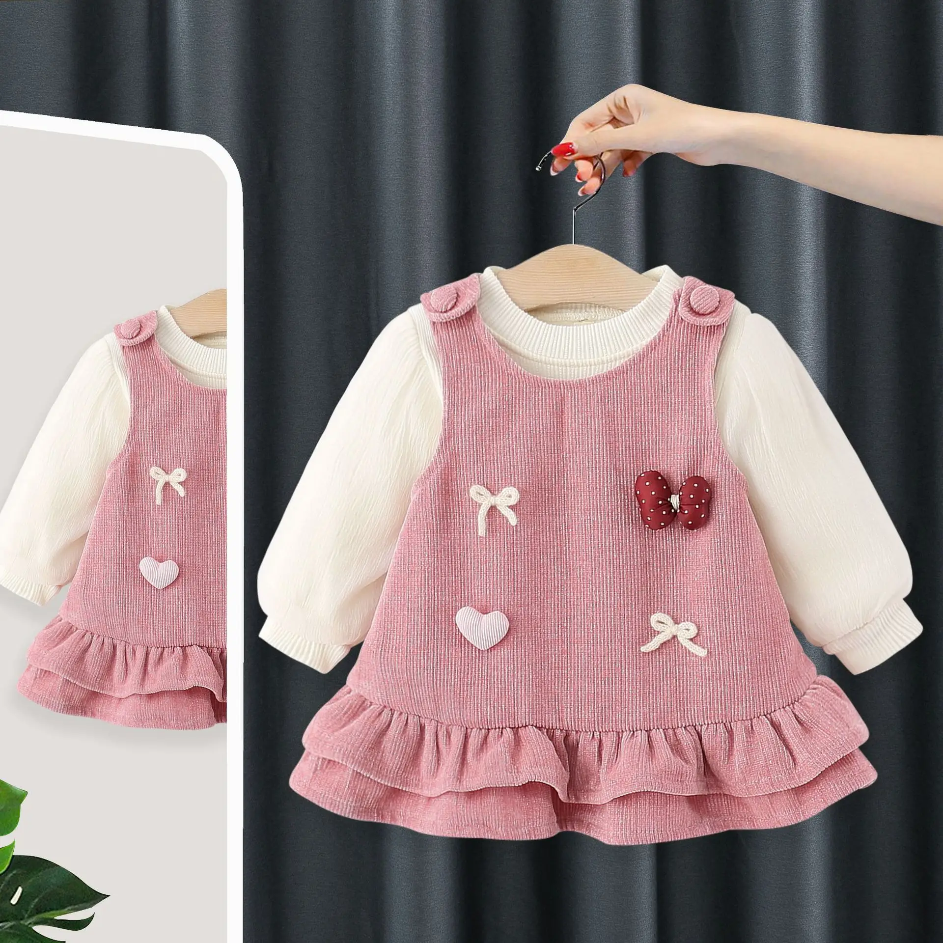 

Kids Children Birthday Clothes Vestidos 0-3Y 2026 Baby Girls Autumn Winter Clothing Cute Bow Princess Dresses+bottom Sweaters