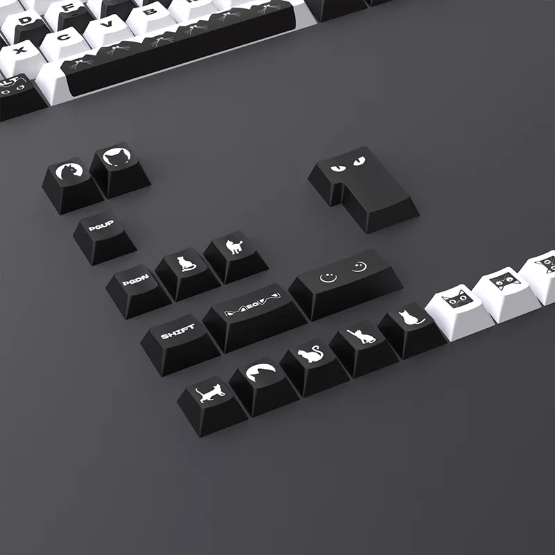 

Spot cross-border side cat keycaps hot sublimation original mechanical keyboard PBT small full set of 126 customized keycaps