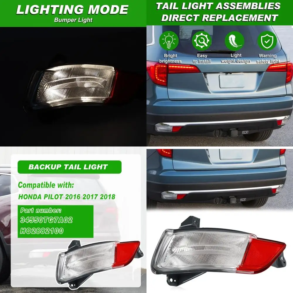 

Honda Pilot 2016-2018 Left Driver Side Bumper Backup Light Replacement for Rear Reflector