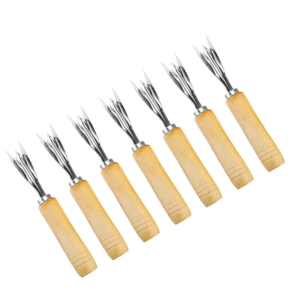 

7Pcs Stainless Steel Pineapple Peeler V Shape Eye Remover Fork Fruit Cutter Fast Efficient Paring Tool for Outdoor