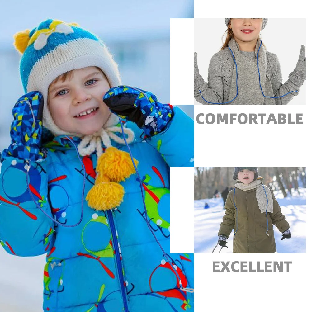 3 個のスキーグローブリーシュ紛失防止ミトンクリップ再利用可能なナイロンネックストラップ冬の屋外スキーグローブリーシュ用