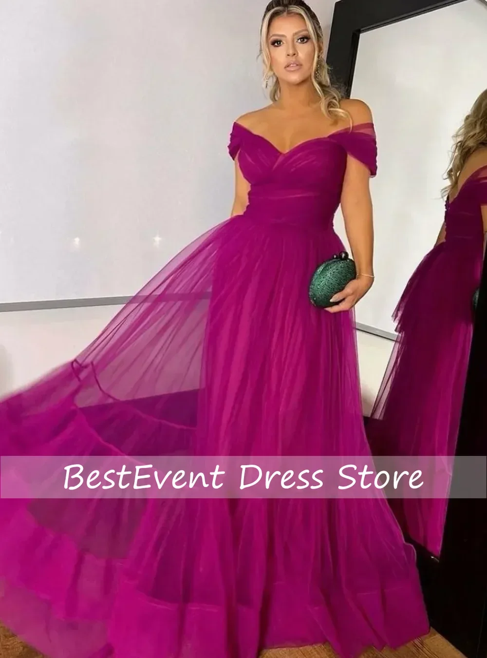 Customized Evening Dress with Patchwork Party Style A-Line Off-Shoulder Plunging Custom Dress Formal Dress Long Skirt
