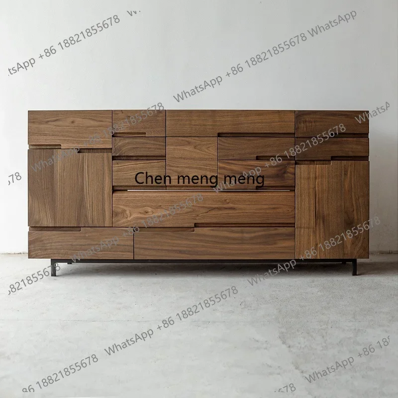 H Black walnut multi-chest TV cabinet living room Nordic chest set-top box on the quiet wind solid wood