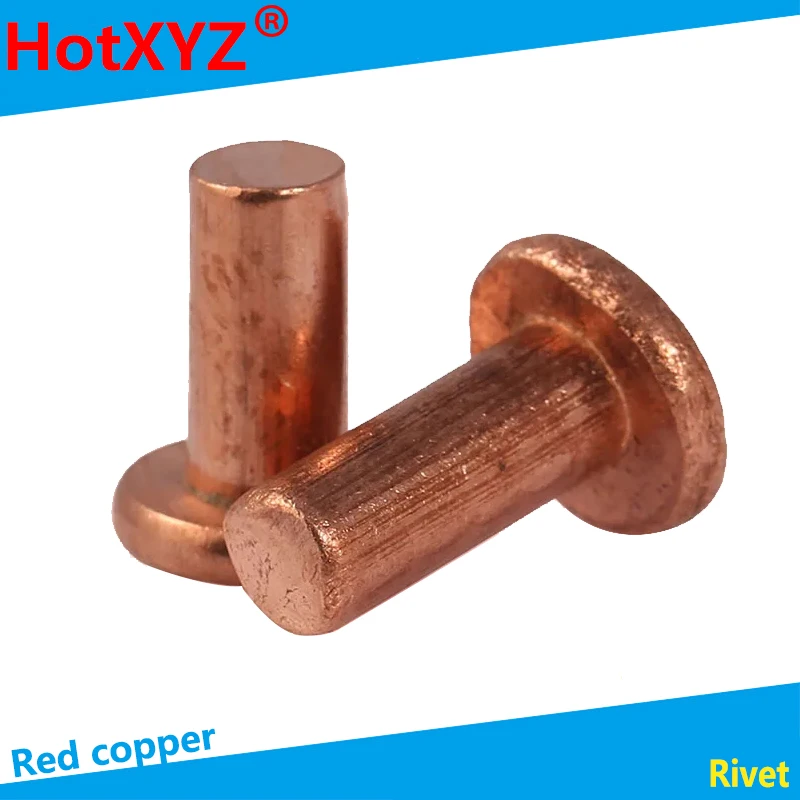 Solid Red Copper Rivets Pan Head Rivets GB867-86 Flat Head Copper riveting M4 20PCS