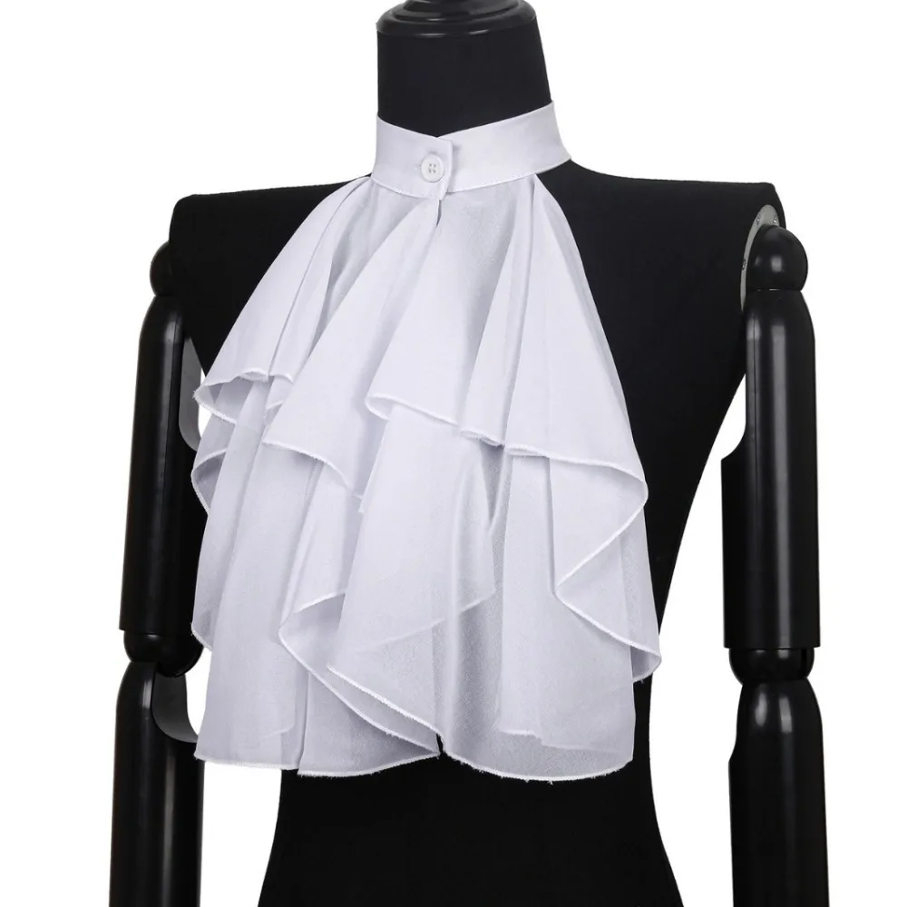 Cuello con volantes renacentista: elegante pieza de cuello desmontable blanca para disfraces y recreación histórica