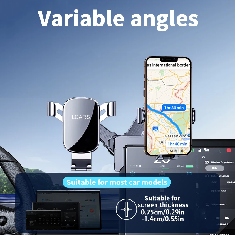 Auto-Bildschirm-Telefonhalter für Tesla Model 3/Y, universeller Mittelkonsolen-Navigationsständer, Einhandbedienung, Schwerkrafterkennung – Detail 3