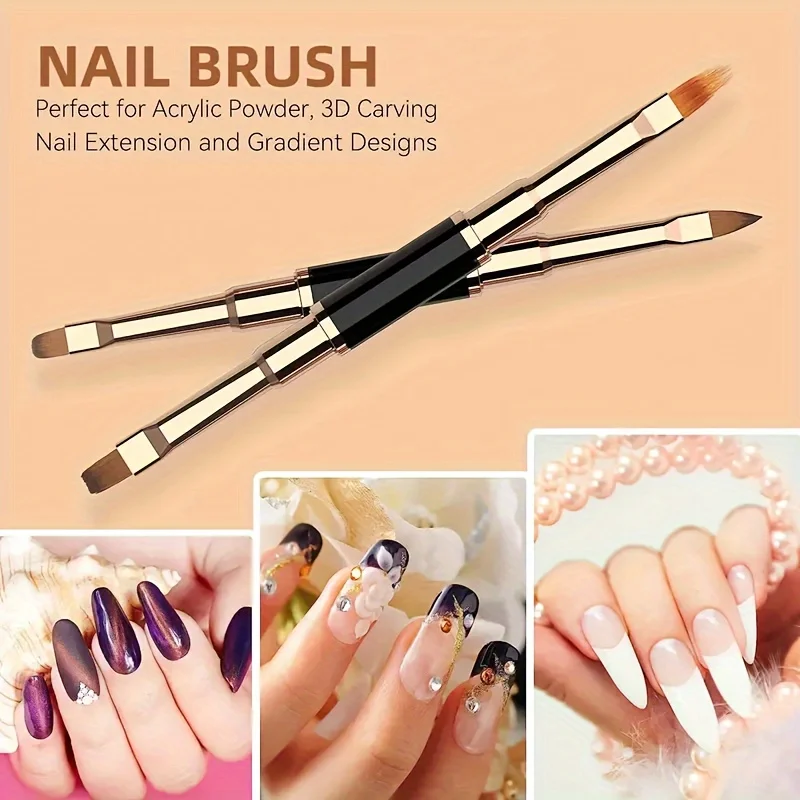 5Pcs/Set Professional Nail Art Brush Double-Ended Nails Art Brushes For Long Lines Thin Liner Brush For Nails Detail Art Tools