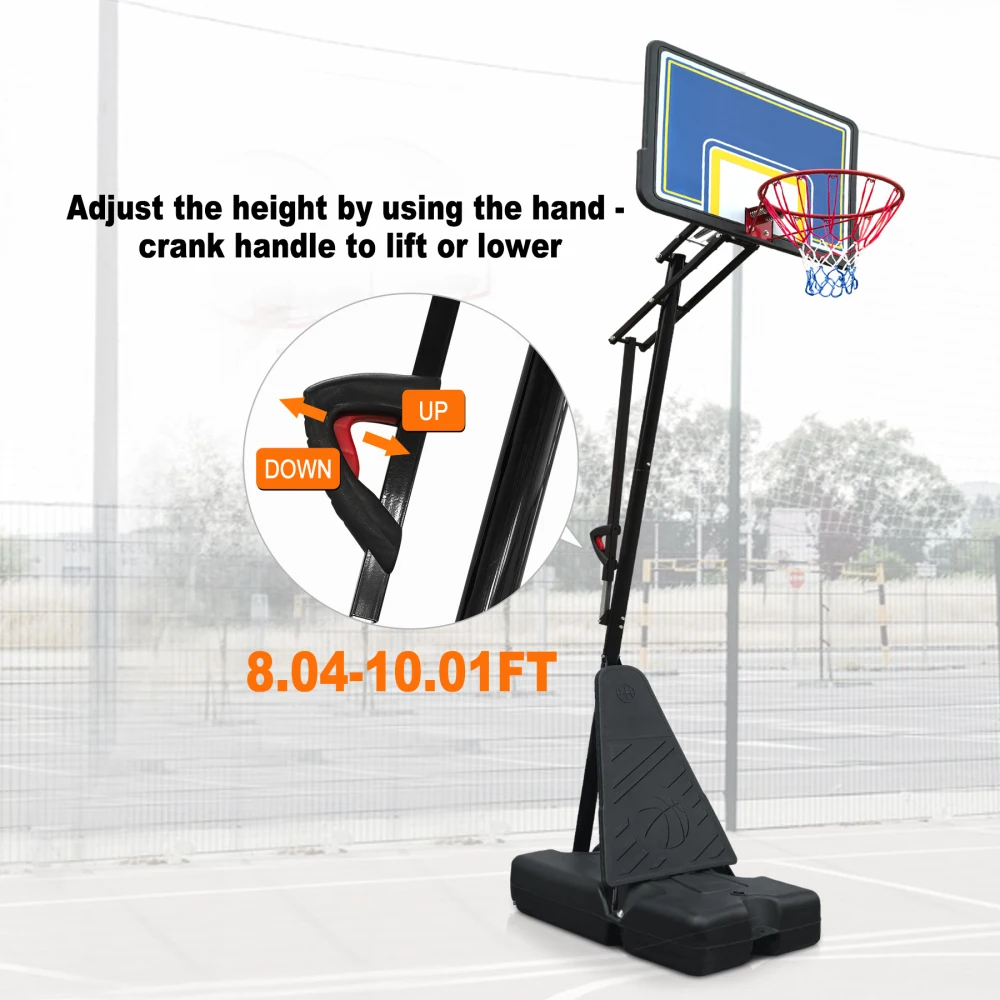 Portable Basketball Hoop for Youth Adults & Professional Match Adjustable Height 8.04 Ft To 10.01 Ft 39 Inch Backboard