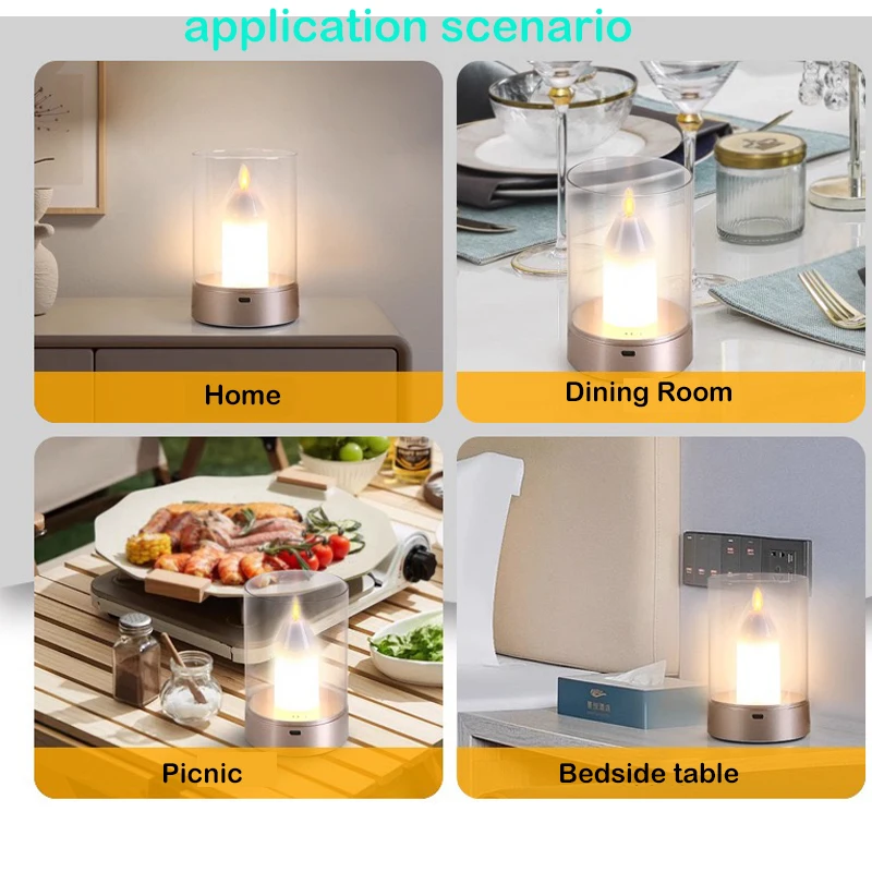 LED Simulated Candle Atmosphere Light Induction Stepless Dimming with Rechargeable Night Light Living Room Bedroom Birthday Gift