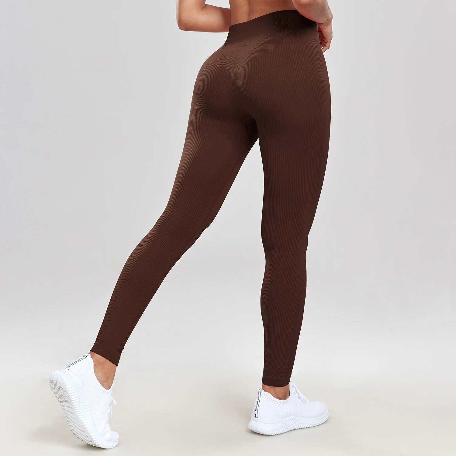 CHRLEISURE Seamless Ribbed Yoga Pants Women High Waist Butt Lifting Workout Tights Slim Sports Leggings Activewear