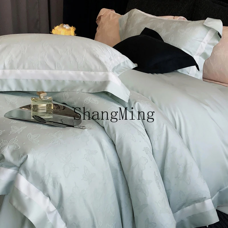 

ZYY light luxury style solid color tencel cotton abraded four-piece set simple high-end bedding