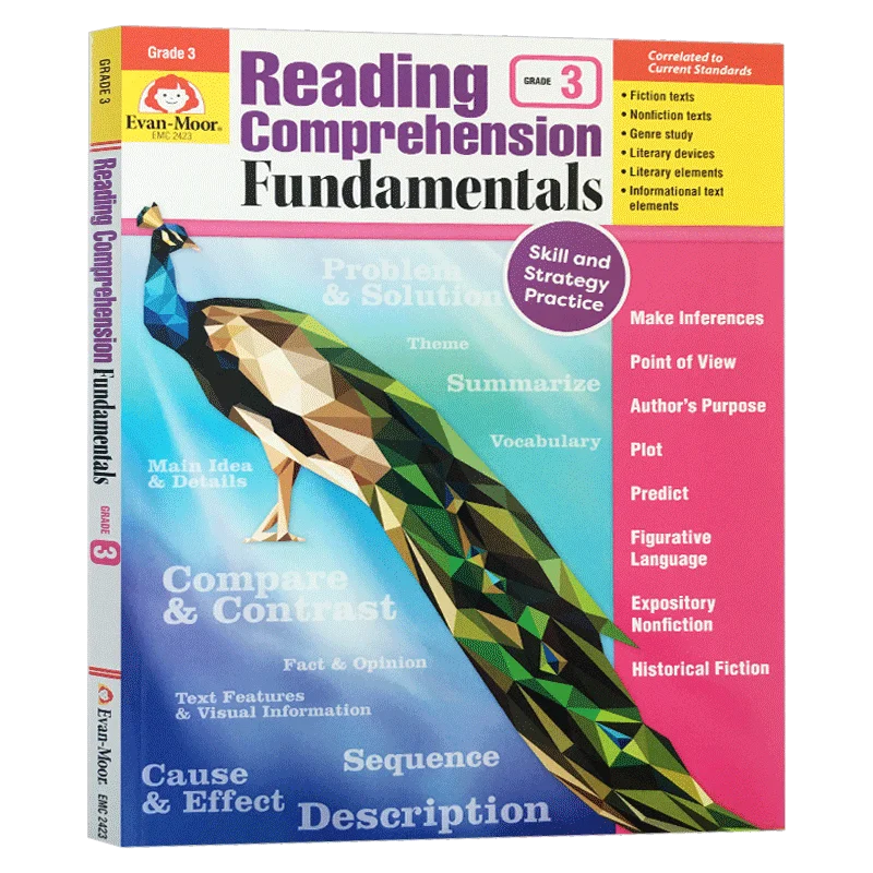 Evan-Moor Reading Comprehension Fundamentals, Grade 3, aged 6 7 8 9 English books 9781629384627