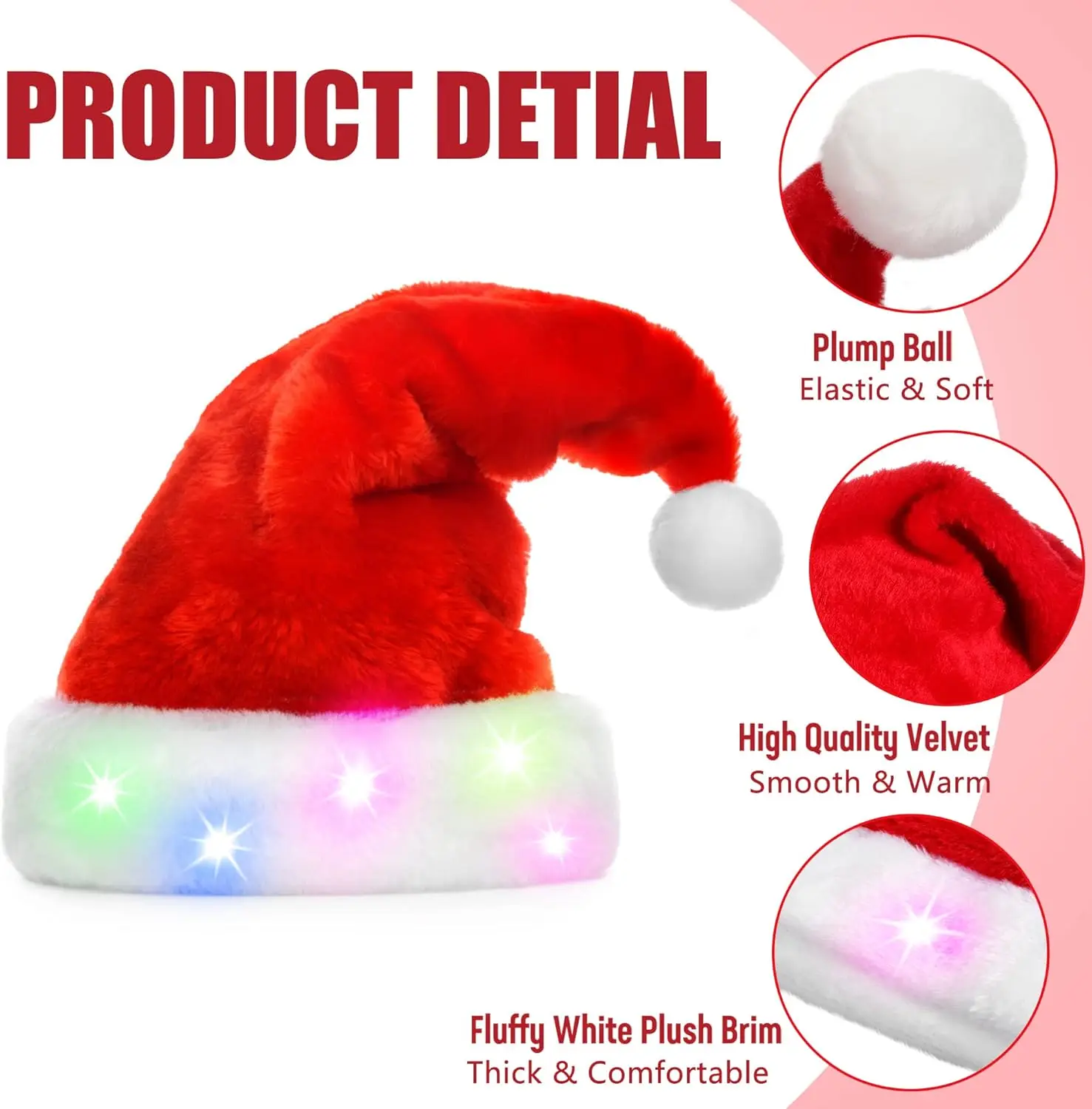 قبعة سانتا LED تضيء قبعة عيد الميلاد للأطفال والكبار، ديكور حفلات عيد الميلاد المضحك، هدية تنكرية للعطلات لمهرجان الشتاء والعام الجديد