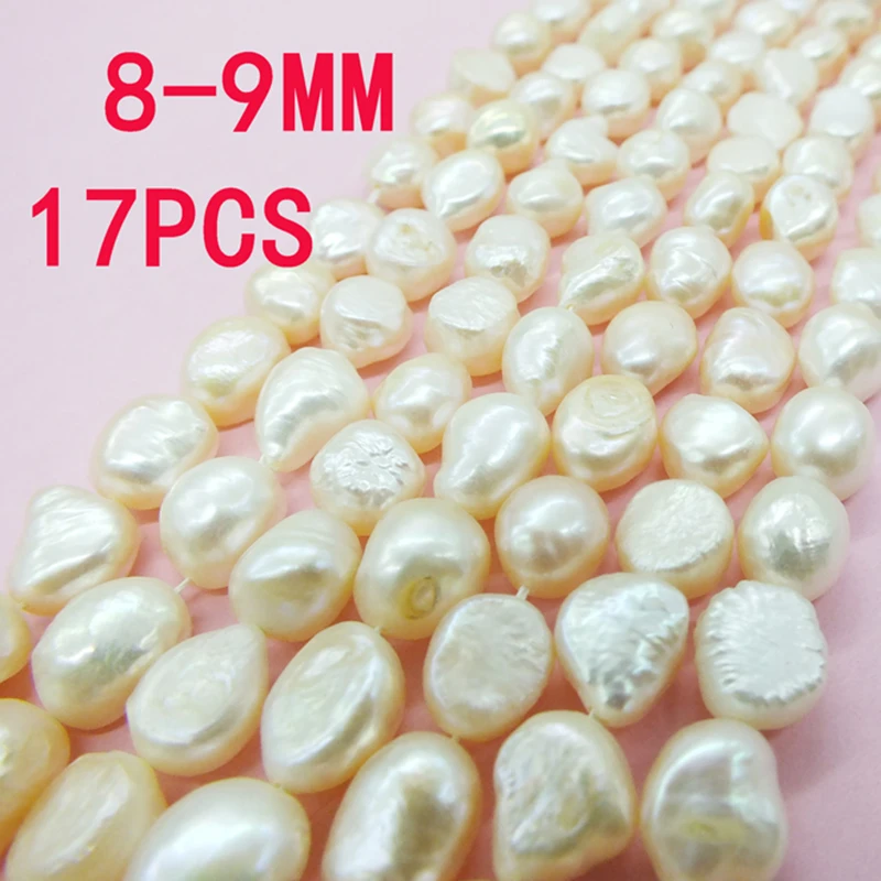 

17shares BAROQUE Pearl Free Shipping Small 7-8mm Natural Pink Freshwater BAROQUE Pearl Loose DIY Spacer Beads 15"