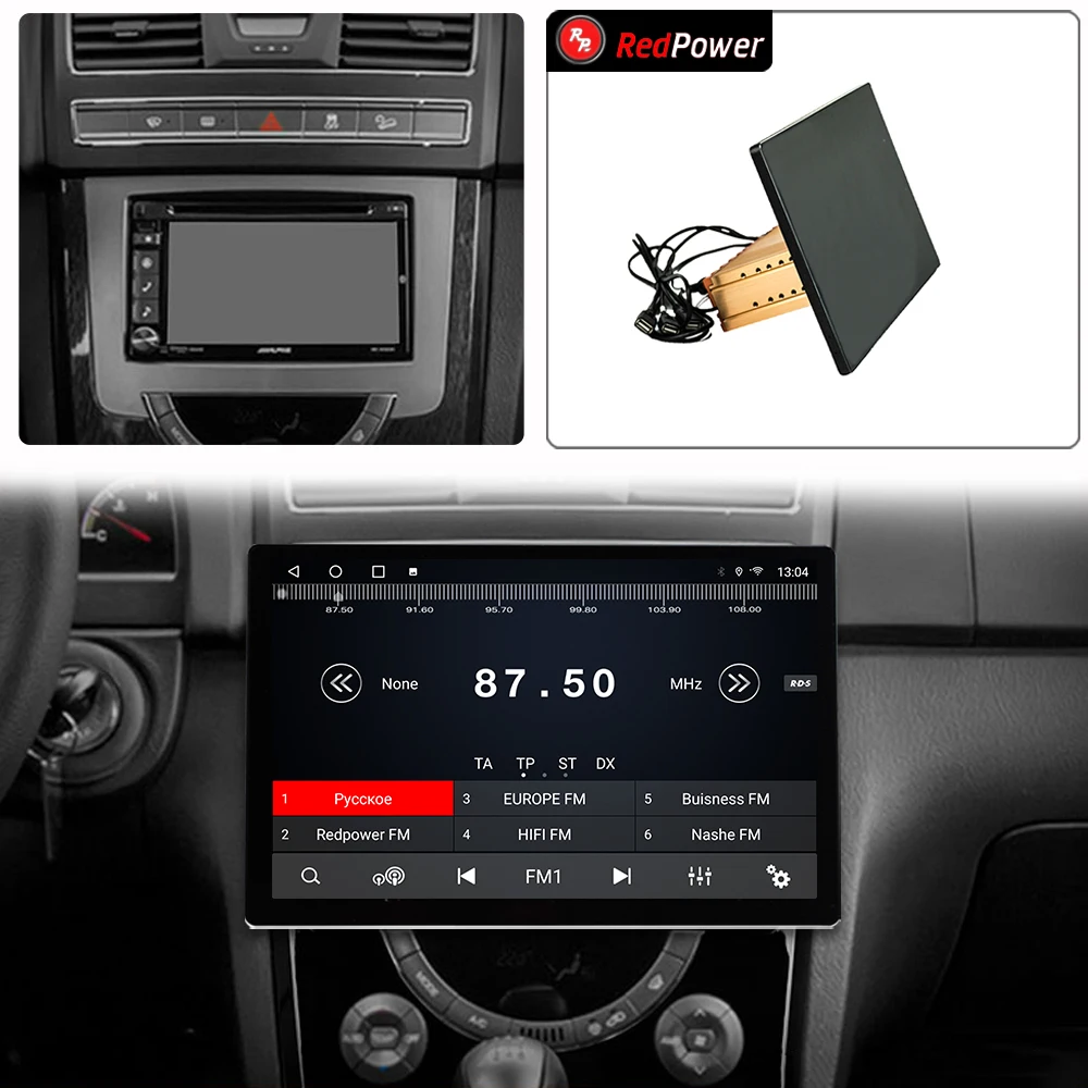 12.95 inch car radio redpower HiFi for SsangYong Rexton 3 2012 2017 Android 10.0 DVD player audio video DSP CarPlay 2 Din