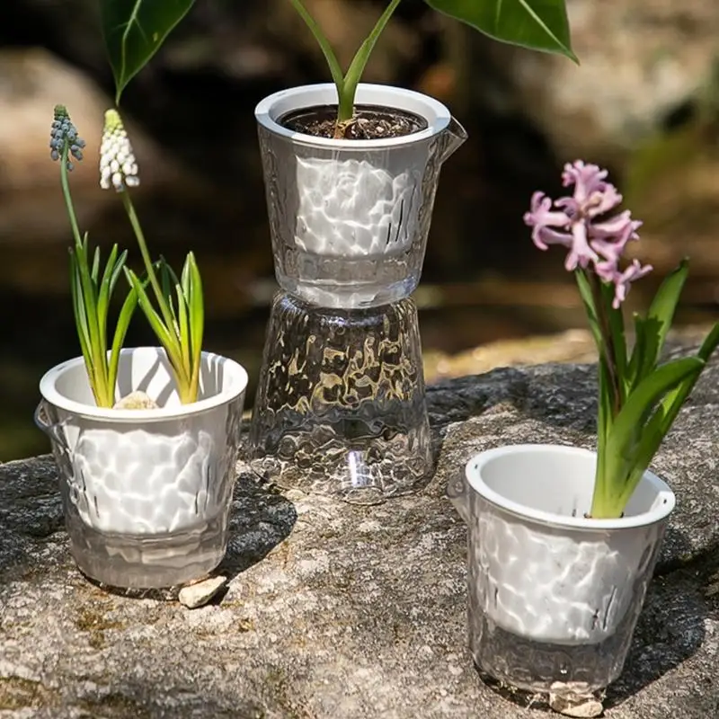 Pack Of 6 Plastic Flower Holders With Automatic Watering Feature For Indoor Outdoor Flowers And Small bushes B03E