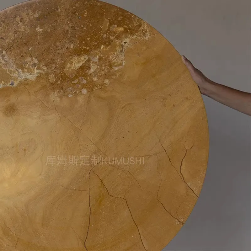 Nordic simple stone dining table round light luxury model room dining table