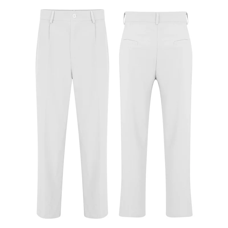 سروال فستان رجالي مسطح من الأمام فضفاض مستقيم بأرجل واسعة وسراويل بدلة عمل غير رسمية