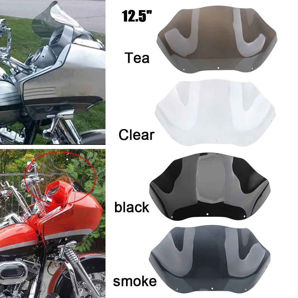 

12.5"Motorcycle Part Wave Windshield Fairing Windscreen Wind Deflectors For Harley Touring Road Glide Custom Ultra CVO 1998-2013