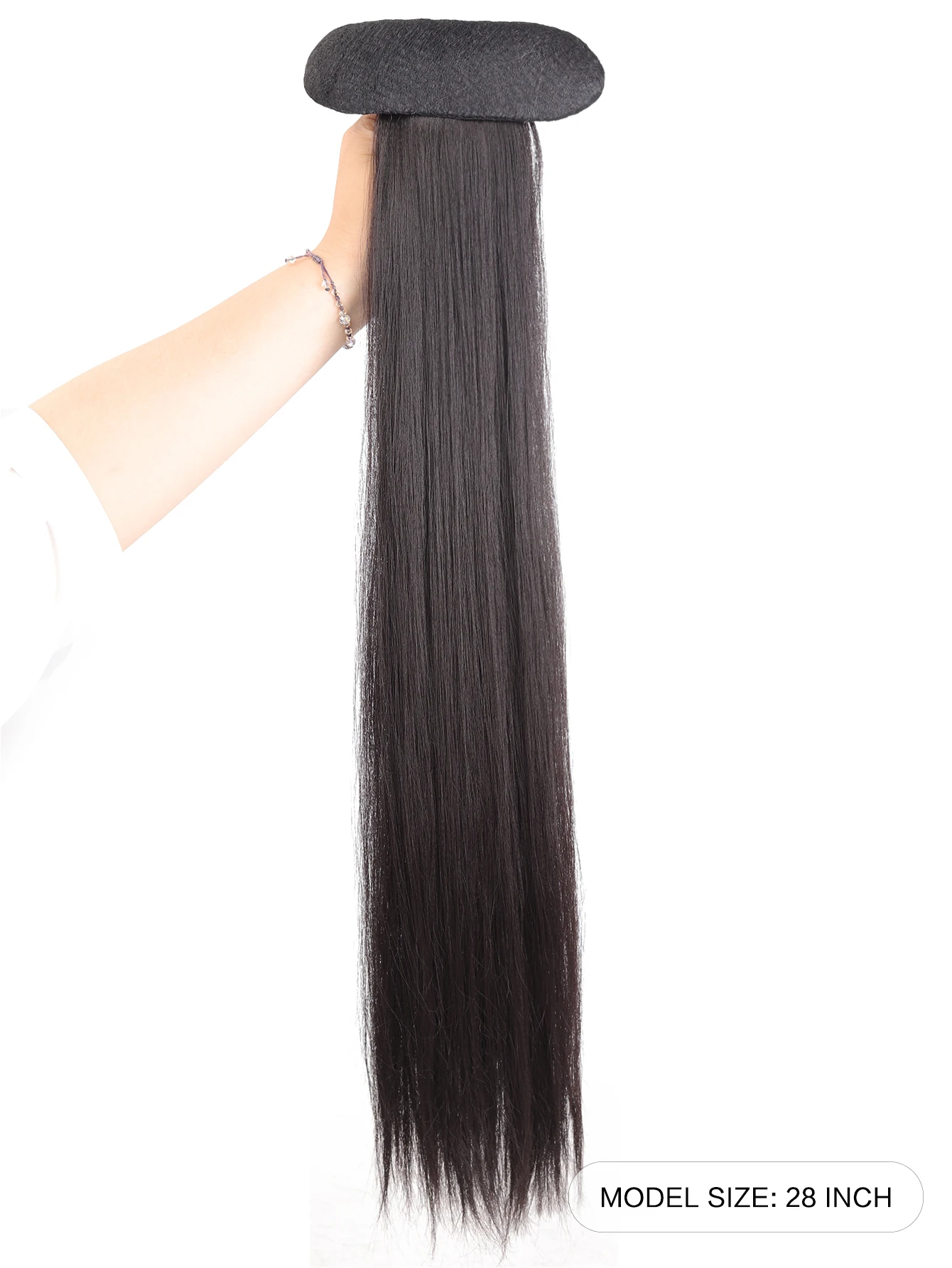 Synthetic Ponytail Wig With Pinch Style Ancient Style High Ponytail Wig Suitable for Women's Daily Ancient Costume Styling