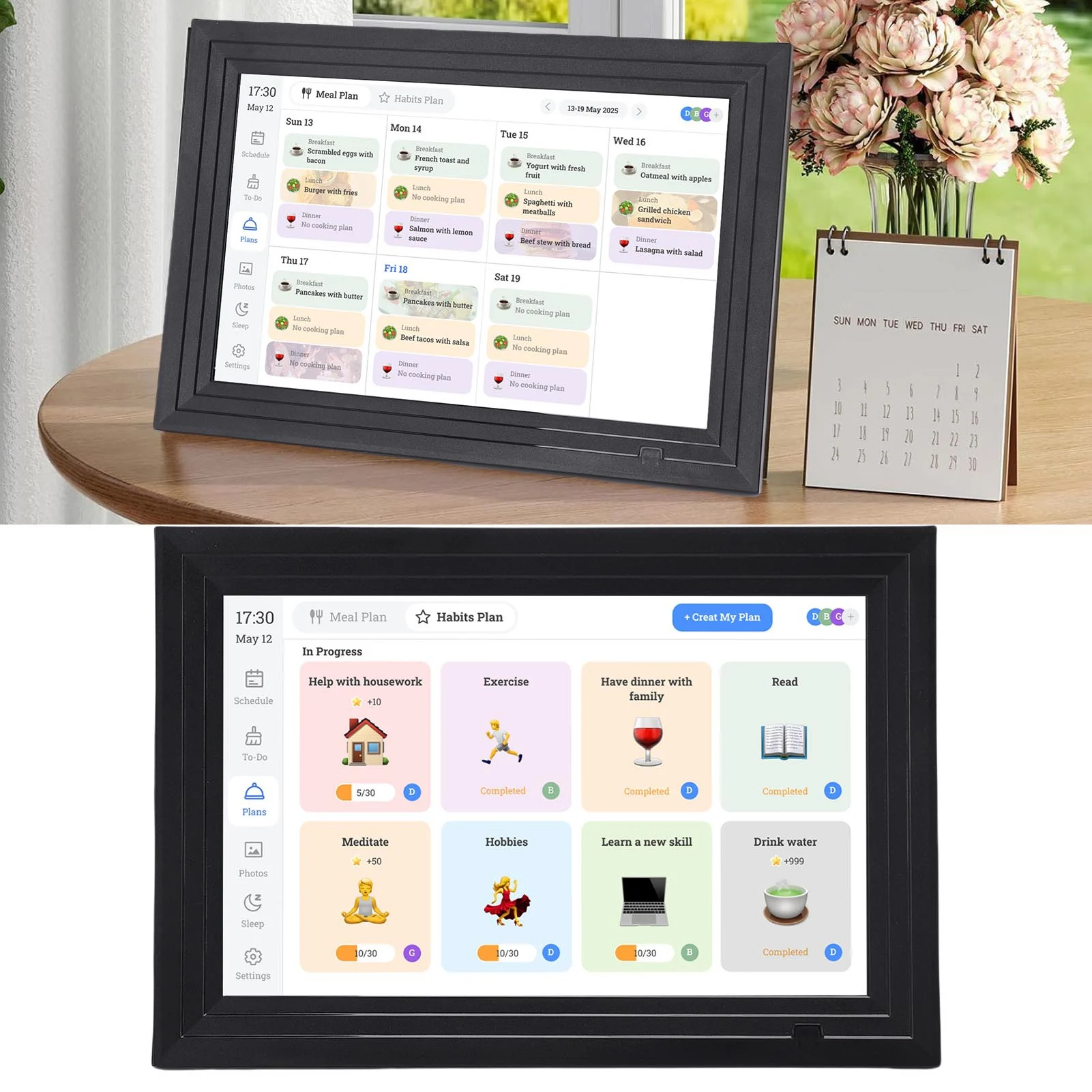 

Smart Digital Calendar 10.1 Inch WiFi Touch Screen Interactive Smart Family Planner Digital Picture Frame with APP for Home