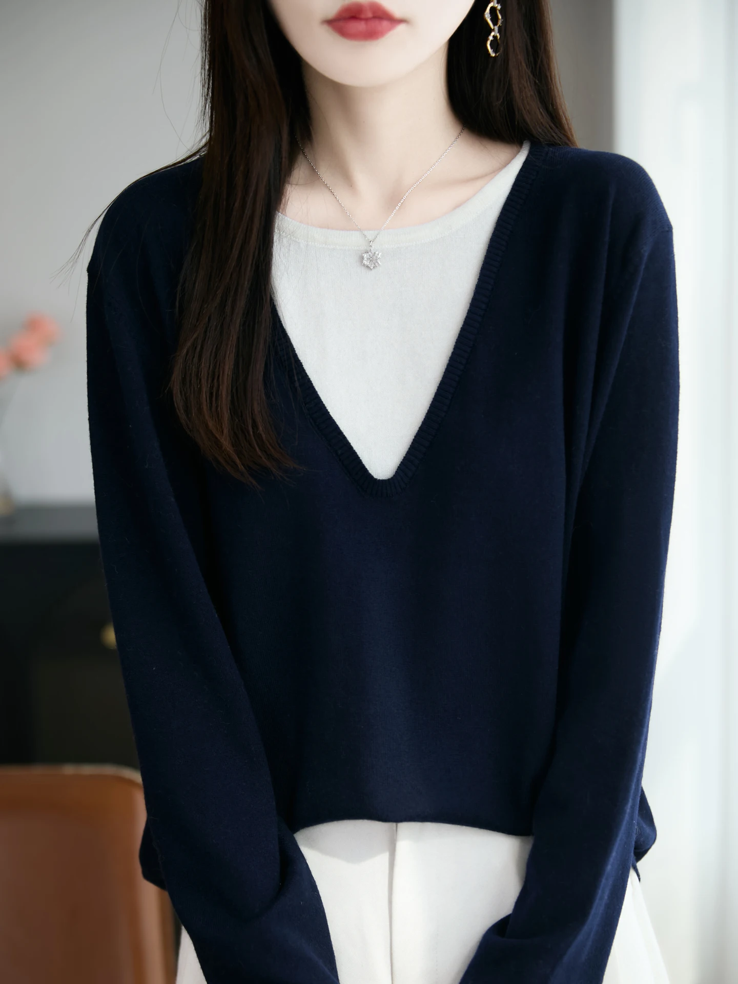 New Fashion Woman Worsted Merino Wool Sweater Elegant Female Autumn Winter Knitted Pullover Long Sleeve Clothes Tops Lady Jumper
