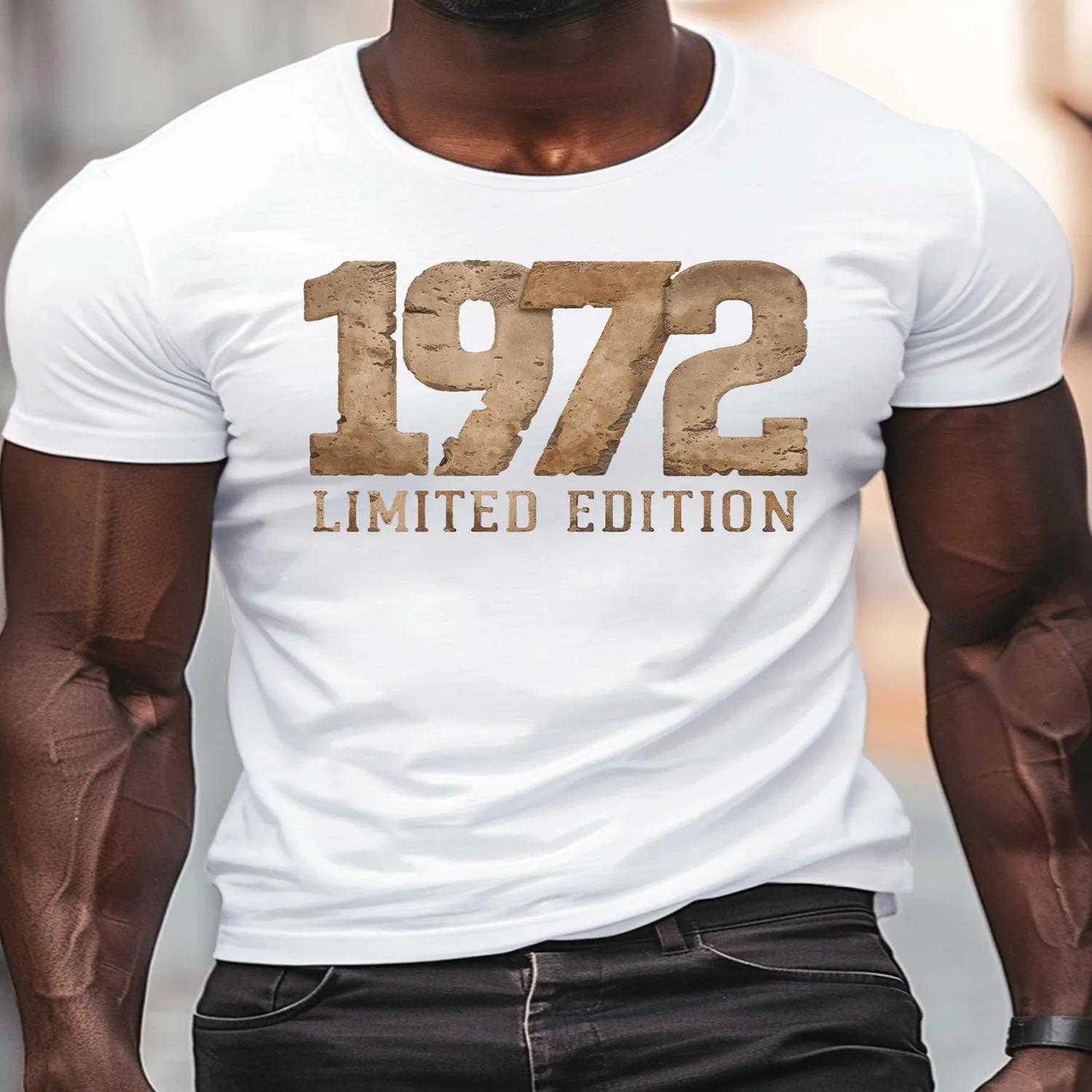 1972 Limited Edition Vintage-Inspired Men's T-Shirt - Casual Crew Neck, Short Sleeve, Lightweight Polyester Summer Top, Machine Washable, Casual Wardrobe Staple_Crew Neck Top_Polyester Fabric Unisex tshirt, Graphic tshirt