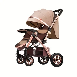 Foldable Baby Stroller Two-way High Landscape Lightweight Baby Strolling Cart Sit & Lying with Large Cot Universal Wheel Brake