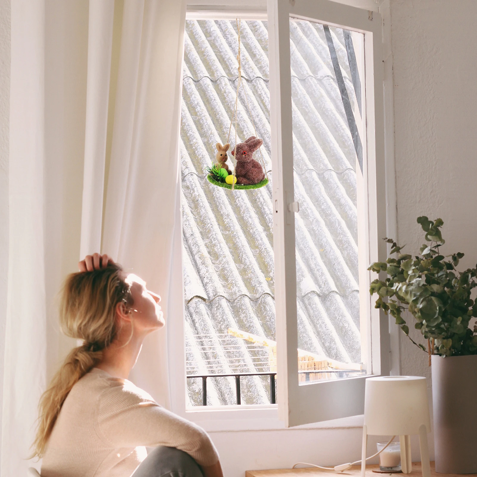 

Мультяшная подвесная корзина, украшение в виде кролика, креативное красочное украшение для рабочего стола, реквизит для фотосессии для свадьбы, сада, вечеринки, настольный декор