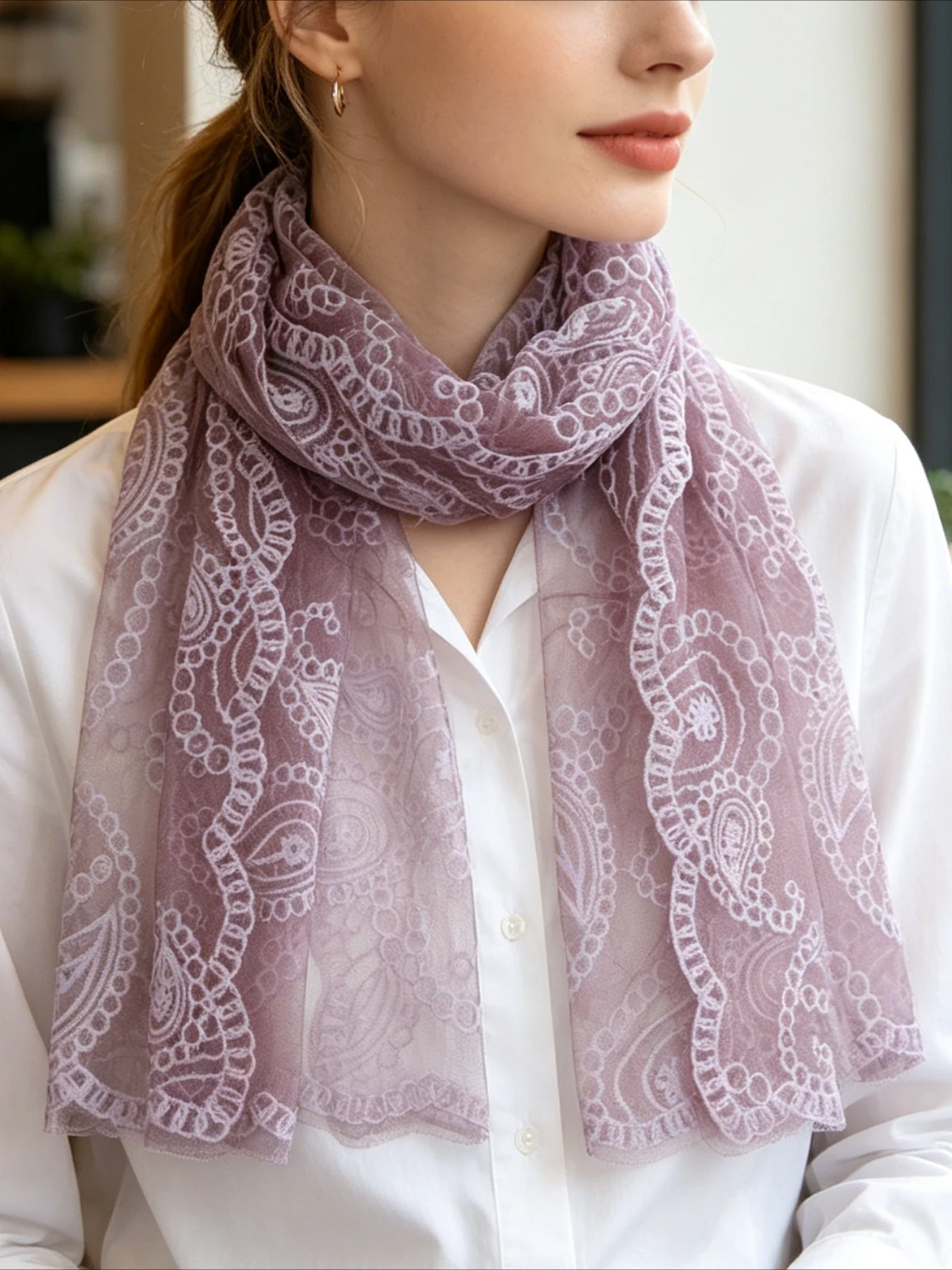 1 piece fashionable lace small fresh paisley scarf breathable silk scarf shawl elegant literary scarf head scarf