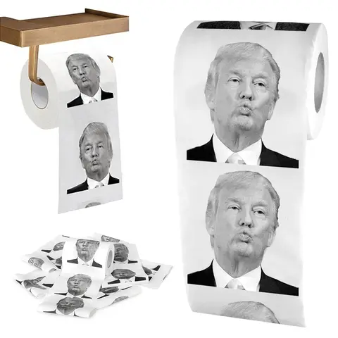 Donald Trump Roll Tissue Witz Spaß Papier Tissue Gag Geschenk nicht verblassen ungiftig staubfreien Streich kreative Badezimmer Toiletten papier Taschentuch