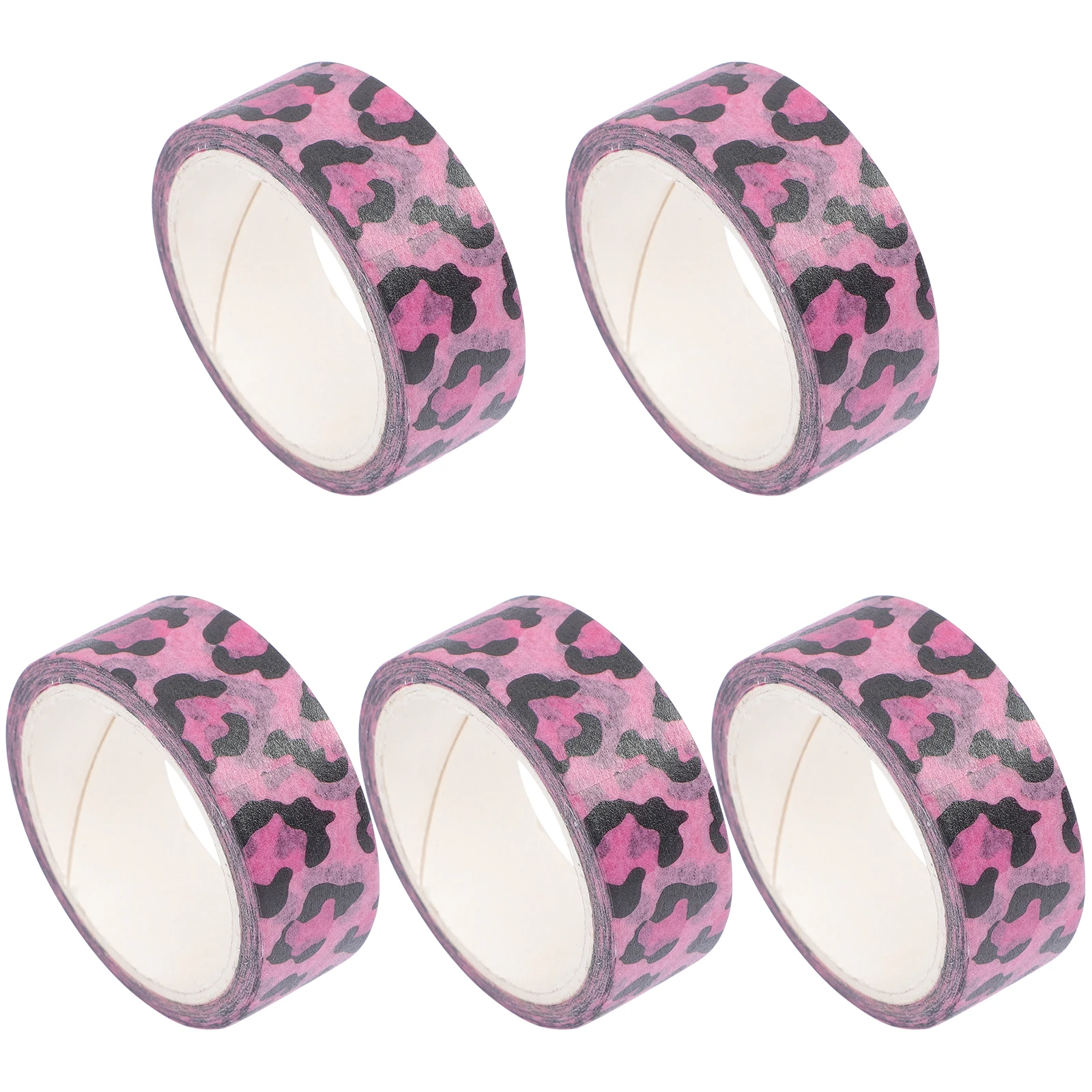 5pcs 5 Rolls Leopard Print Paper Adhesive Craft For Diy Scrapbooking Journal Wrapping Stickers Rolls Masking Tape Self Adhesive