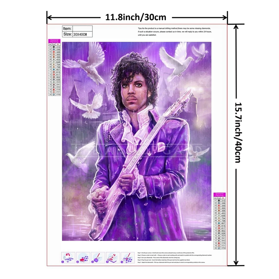 Prince Rogers Neslon Diamond Painting Full Drills Purple Rain Rock Music Singer Embroidery Cross Stitch Handmde Home Deocor