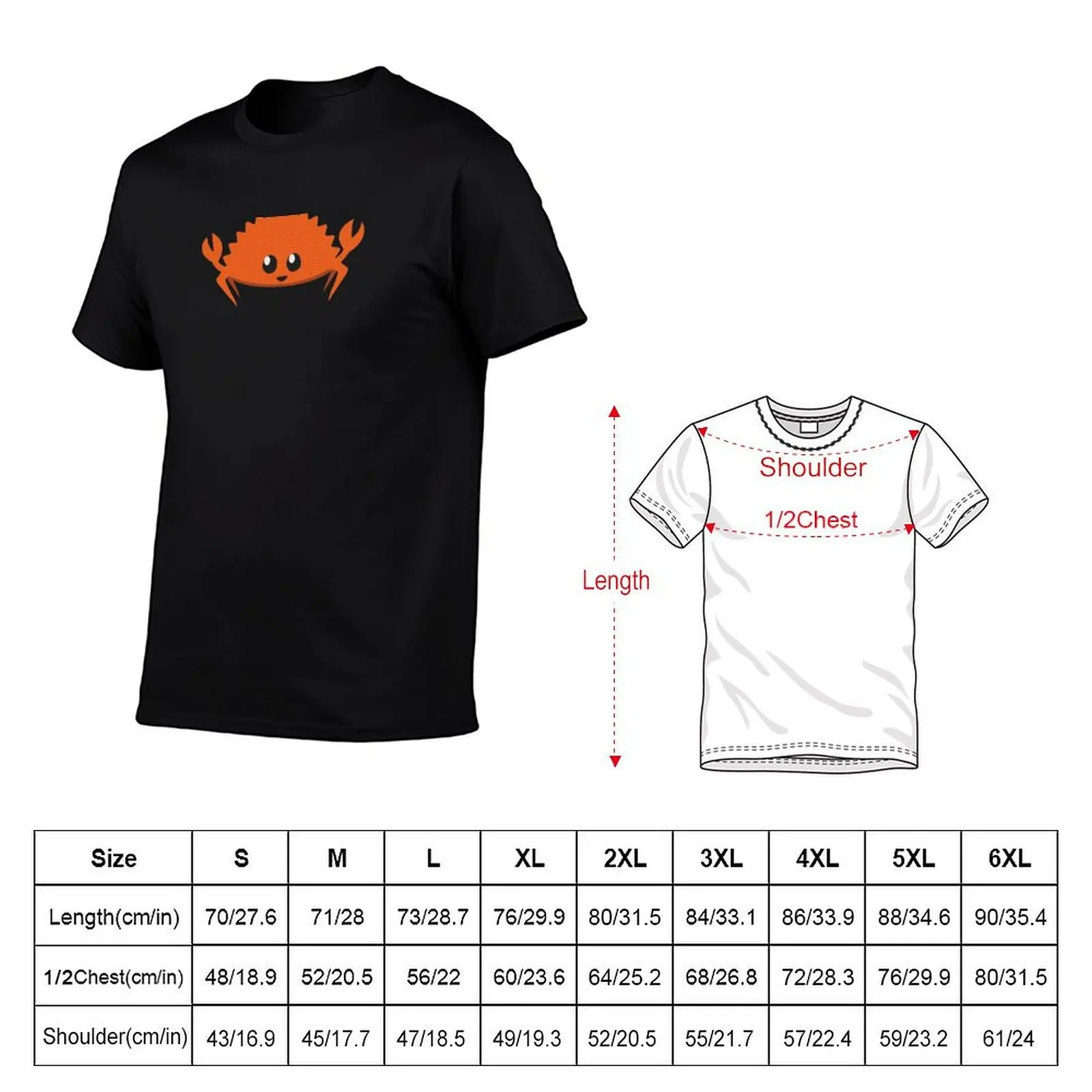 Rust ferris pattern T-Shirt Minimalist Plain Crew Neck T-Shirt