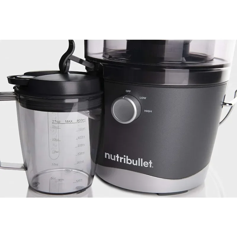 NutriBullet Máquina centrífuga Juicer, Adequado para Frutas Legumes e Preparações de Alimentos, Cinza, 27 Onças, 1,5 Litros, 800 Watts, NBJ50100