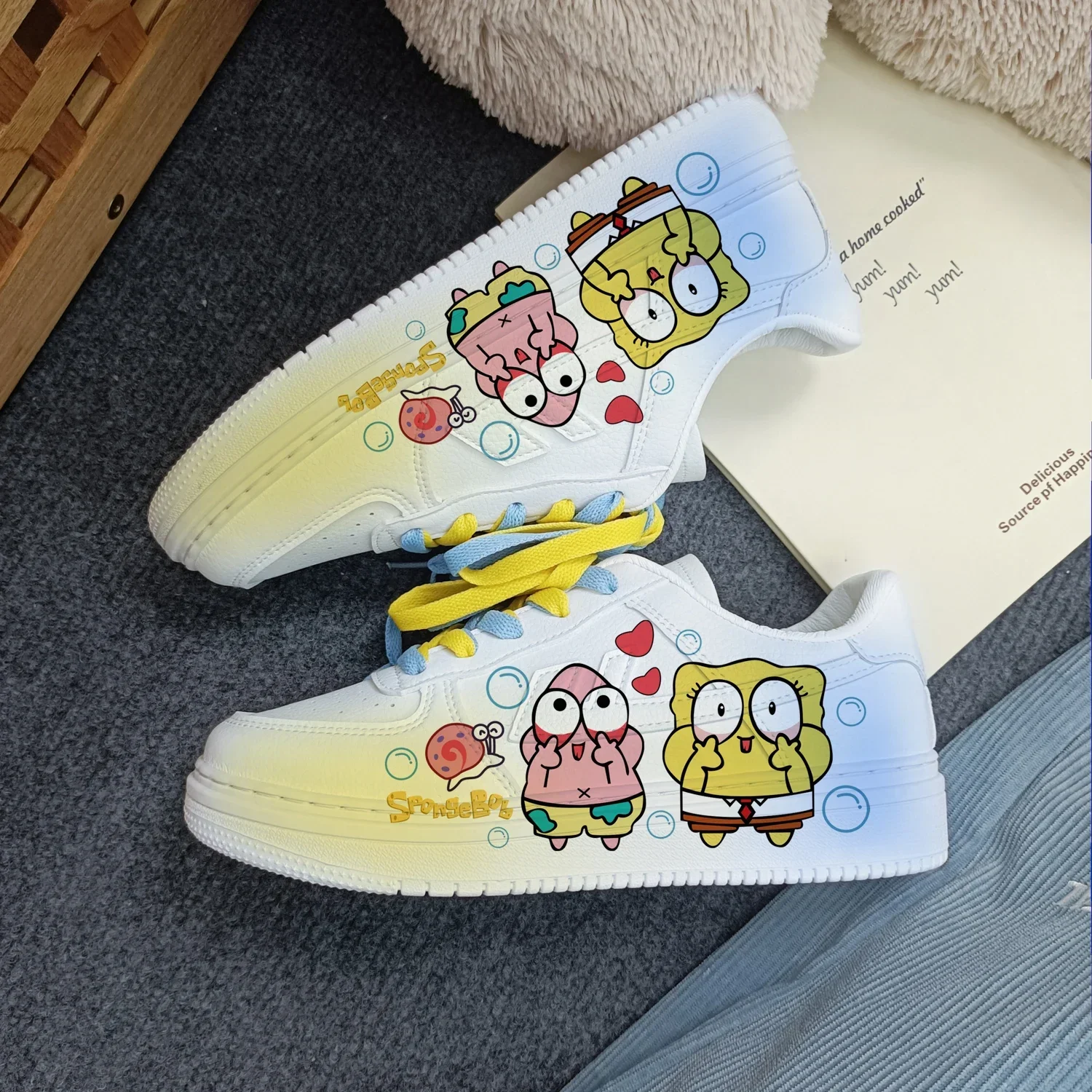 Original  cartoon SpongeBob SquarePants princess cute Casual shoes soft sports shoes for girlfriend gift EU size 35-44