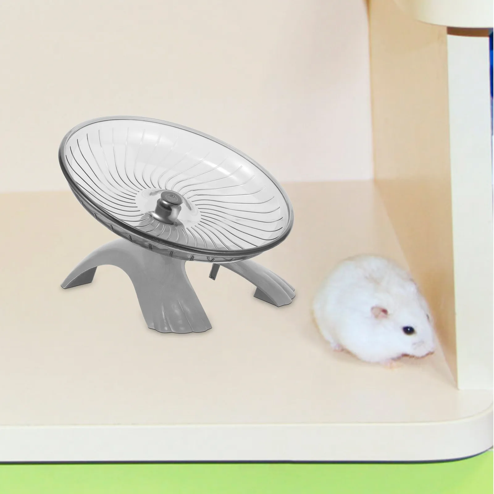 1Pcs Plastic Silent Hamster Running Wheel Bearing Exercise Disk Pet Running Plaything Gray Random Color Suitable for Small Pets