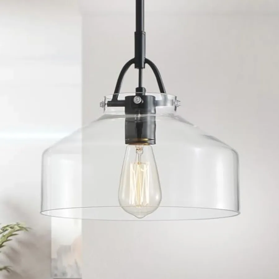 

Chandelier Rustic Farmhouse Industrial Round Ceiling Pendant LED Light Fixture with Clear Glass Shades for Dining Room Kitchen