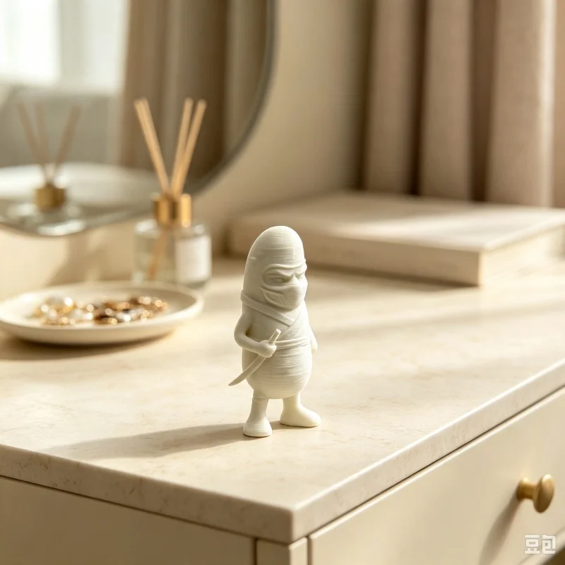 3D Printed Plastic Ninja Pickle Character Figurine, Cute Masked Vegetable Warrior Model, Creative 3D‑Pattern Desktop Ornament