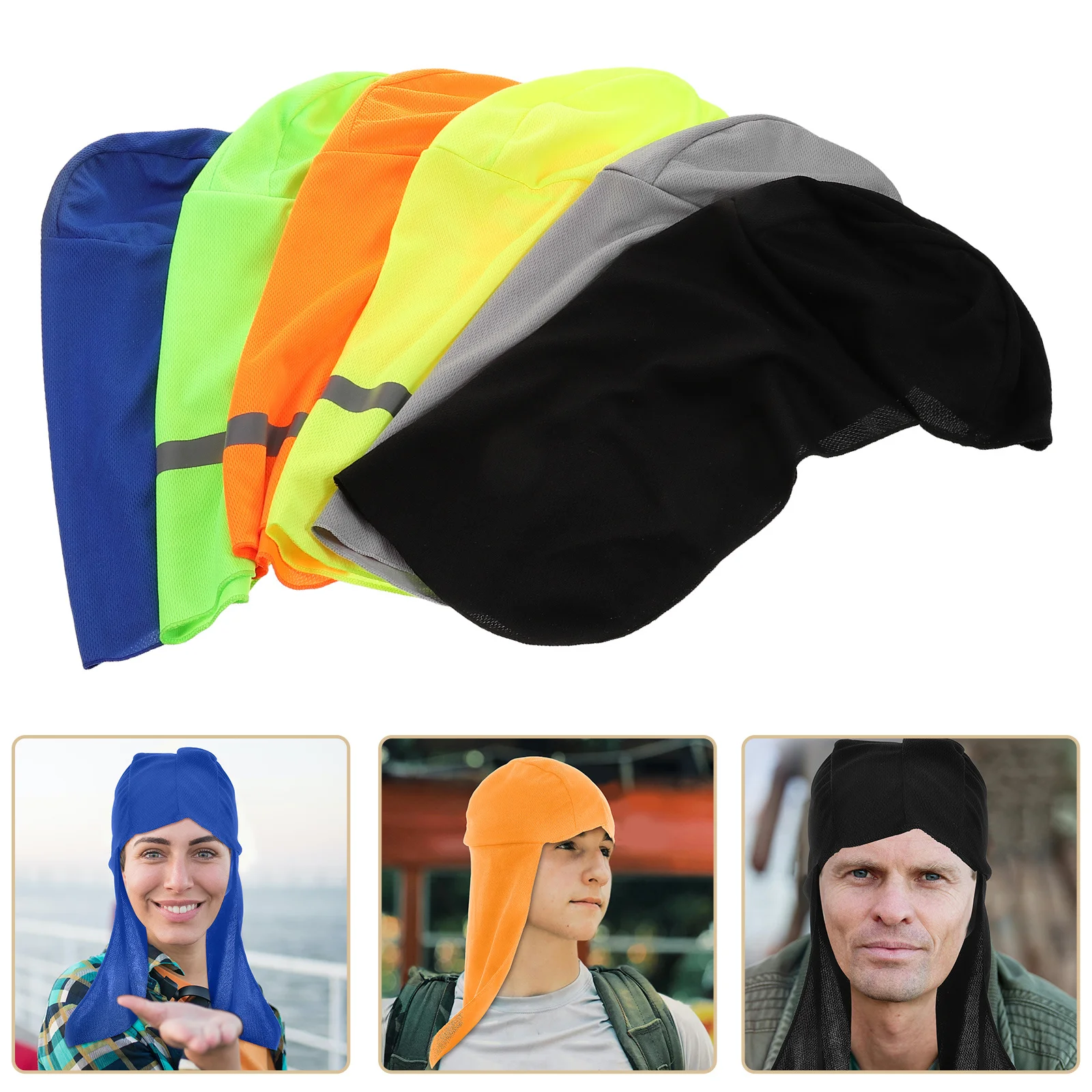 

6Pcs Reflective Neck Shade Sun Hat Breathable Cooling Liner Outdoor Cycling Hiking Sun Protection Dog Catcher Hat