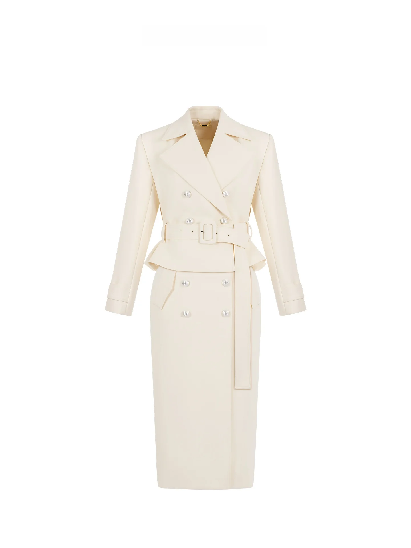 

Maggie Ma 2026 Spring Collection Women's Suit Jaet And Skirt Set in White Slim Fit Long Sve Faion Ensemble