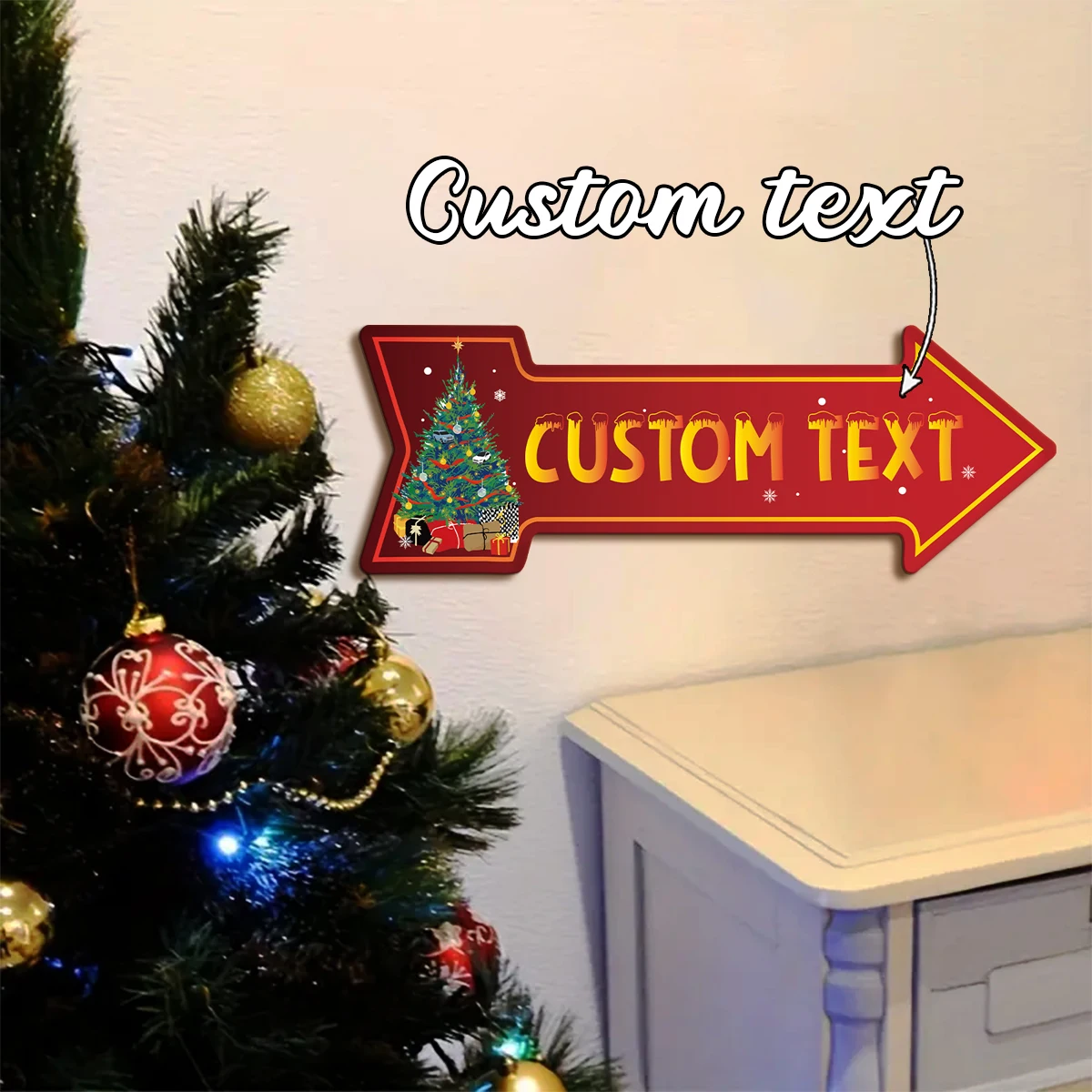 1pc Custom Christmas tree Arrow Metal Tin Sign,Vintage Wall ArtPlaque ,Home Room Restaurant Cafe Bar Garage Outdoor Decor Gift