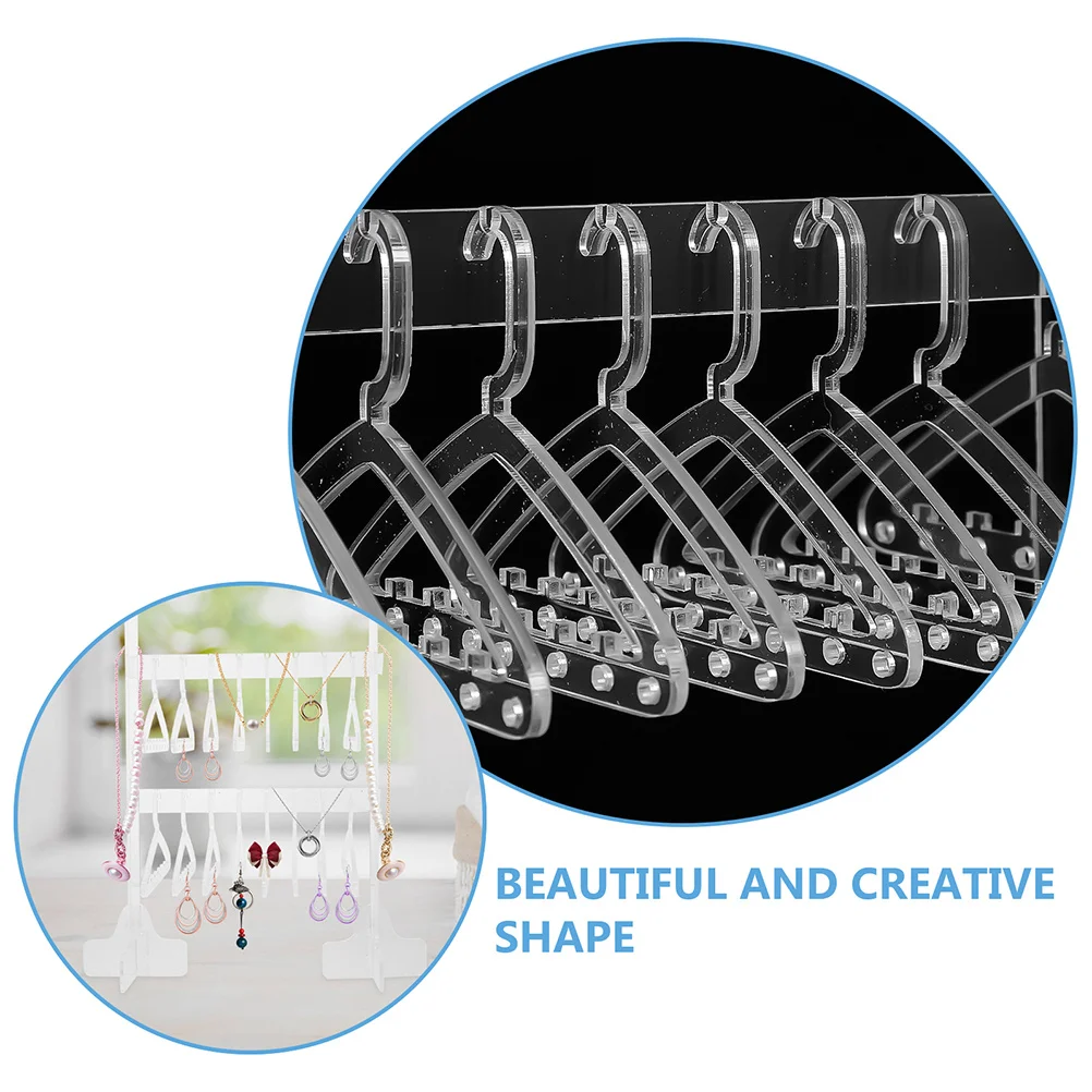 2Pcs Acrylic Jewelry Display Stand Double-Layer Necklace Holder Desktop Organizer for Rings Earrings Bracelets