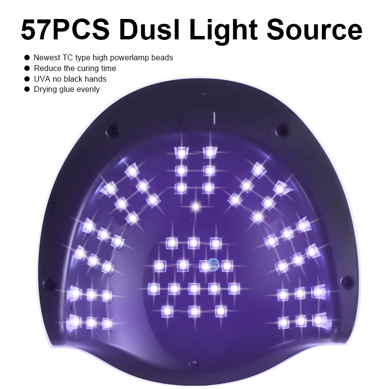 مصباح مجفف أظافر احترافي بالأشعة فوق البنفسجية مع مستشعر تلقائي ، مناسب لجميع معدات الجل والمانيكير والباديكير ، أدوات تجميل الأظافر ، 57 ليد