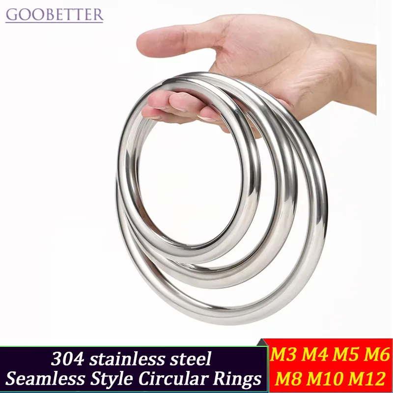 304 Stainless Steel Heavy Duty Seamless O-Ring Smooth Solid Ring for Rigging Marine Boat Hammock Yoga Hanging – M3 to M12