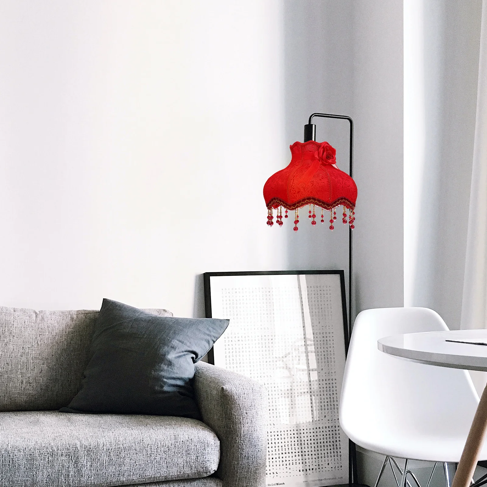 

Retro Lampshade Red Lace Fringe Cloth Cover for Desk Floor Lamps Home Decor Dust High End Lampshade Protection Warm Lighting