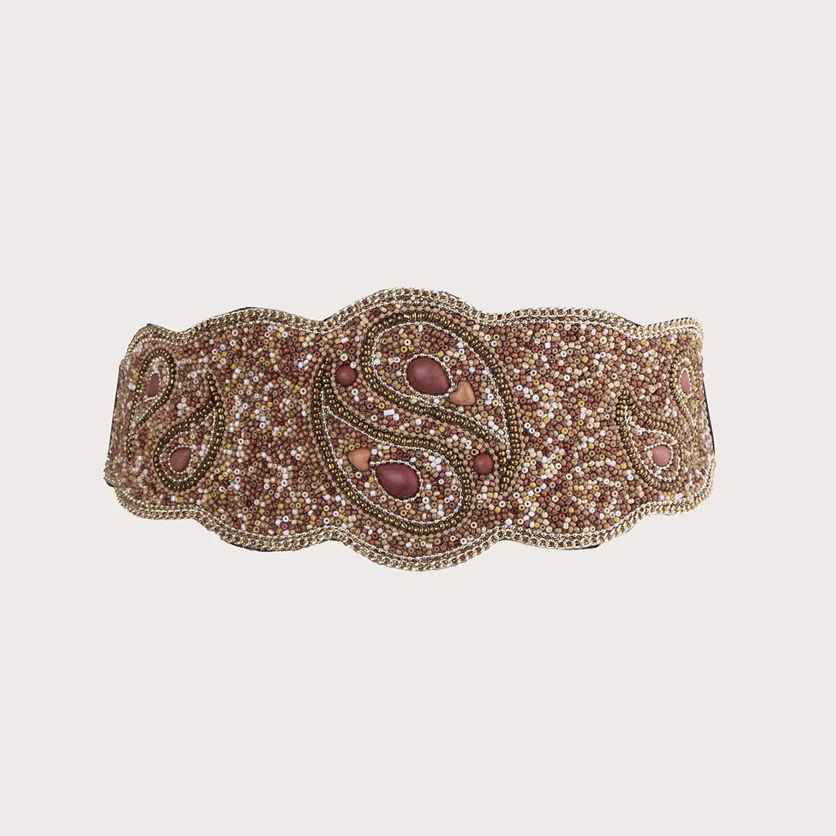 Ceinture large corset pour femme, motif chapelle Tai, perles, joint de taille élastique, robe décontractée, manteau décoratif bohème, ethnique, mode